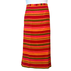 Vtg Y2K Spenser Jeremy Plus Sz 24 Maxi Skirt Tropical Colors Stripes 100% Silk